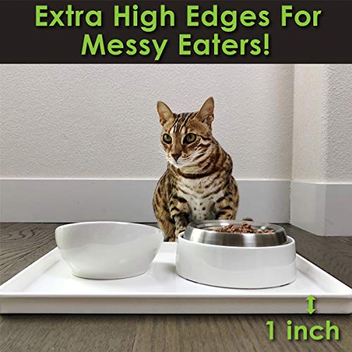 CatGuru Cat Food Mat, Small & Large Pet Food Mat, 100% Waterproof Cat Mat for Food and Water, Silicone Mat for Cat Bowls, Non-Slip Mat for Cat Food and Water Bowl or Cat Water Fountain (Small, Aruba)