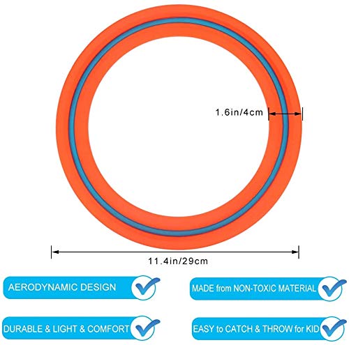 Flying Disc for Kids Adults 11 inch Flying Ring, 3 Pack Beach Backyard Sports Play Soft Discs，Best Sport Outdoor Tossing Toy Gift for 4+ Year Old Boys Girls Family 3PCS (Yellow，Orange & Turquoise)