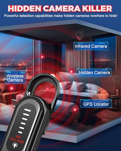 Hidden Camera Detectors, Portable Bug Detectors with 4 Professional Modes 6 Levels Sensitivity, Indoor Hidden Camera Detector for Home Hotels Car Travel Office