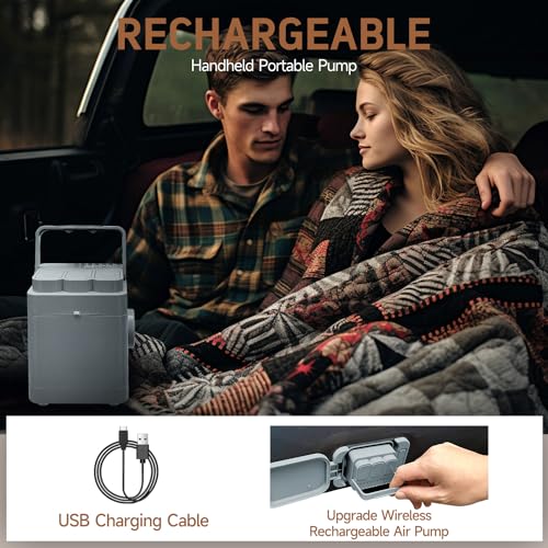 Umbrauto Truck Bed Air Mattress for 5.5-5.8ft,Full Size Short Beds Truck Bed Mattresses, Inflate and Deflate with Rechargeable Built-in Air Pump