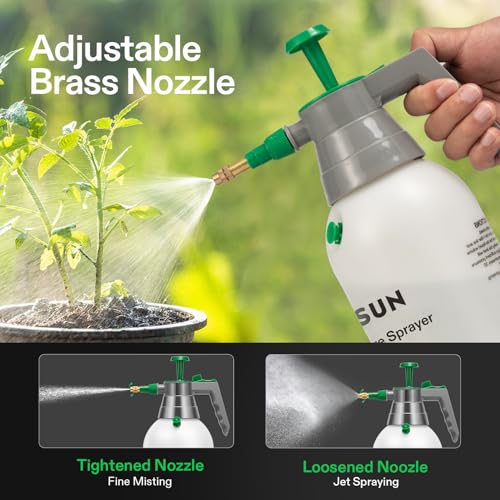 VIVOSUN 0.26gal Handheld Garden Sprayer, 1L Pump Sprayer, 34oz Water Spray Bottle with Safety Valve, Adjustable Nozzle, Extended Spray Rod & Additional Seals, Ideal for Watering, Fertilizing, Cleaning