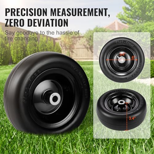 VEVOR Lawn Mower Tires with Rim, 11x4-5" Tubeless Tractor Tires, 2-Pack Tire and Wheel Assemby, Flat-free PU Tire, 3.4" Centered Hub, 3/4" Bushing Size, 20 PCS Adapters for Riding Mowers Lawn Tractors