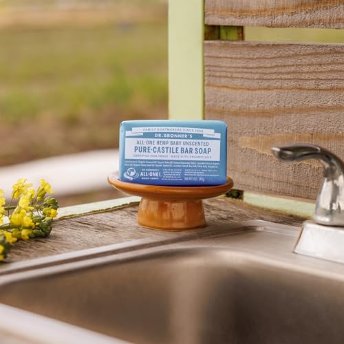 Dr. Bronner's - Pure-Castile Bar Soap (Baby Unscented, 5 ounce) - Made with Organic Oils, For Face, Body and Hair, Gentle for Sensitive Skin and Babies, No Added Fragrance, Biodegradable, Vegan