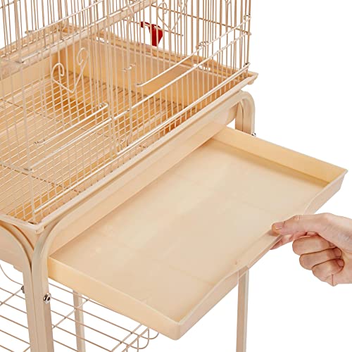 Yaheetech 64'' H Open Top Metal Medium Small Parrot Parakeet Bird Cage w/Double Doors, Slide-Out Tray & Detachable Rolling Stand