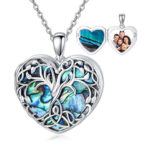 LONAGO Tree Of Life Heart Locket Necklace That Hold Pictures Family Tree Photo Locket Pendant Necklace for Women