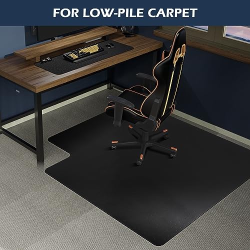 Chair Mat for Carpet, SALLOUS 48"x36" Office Chair Mat for Carpeted Floors, Heavy Duty Chair Mat with Grips, Rolling Computer Desk Floor Mat with Lip (Black)