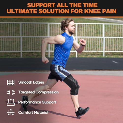 Braceel knee compression sleeve for knee pain Men & Women, with Targeted Compression Straps for Patella and Knee Support, Knee Braces with Patella Gel Pad & Side Stabilizers, for Meniscus Tear, Joint Pain, Arthritis Pain Relief(Medium, Black/White, 1)