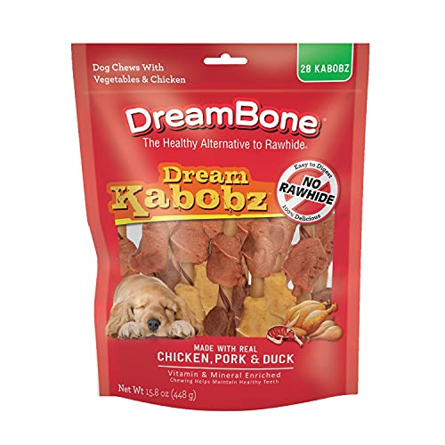 DreamBone Dream Kabobz, Rawhide Free Dog Chew Sticks Made Made with Real Chicken and Vegetables, 18 Count