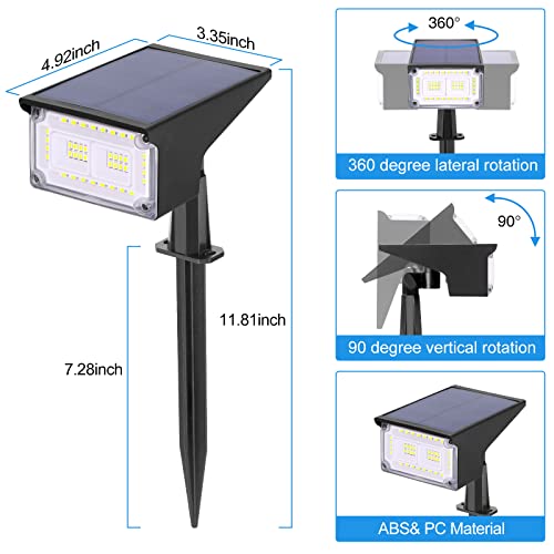 ZJOJO Solar Spot Lights Outdoor, Solar Outdoor Lights 40 LEDs IP65 Waterproof Solar Landscape Spotlights, 6500K Daylight Wall Lights, Solar Outdoor Lights for Garden Yard, 2 Pack(Cool White)