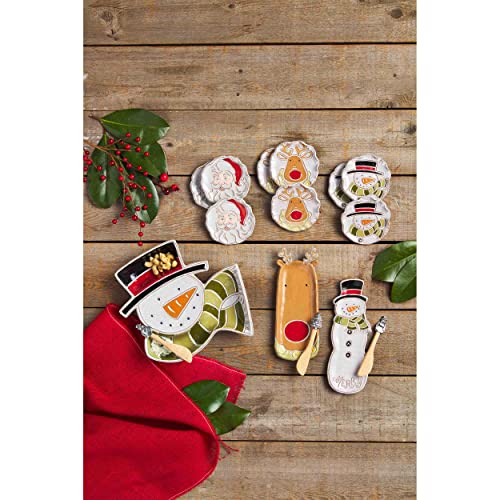 Mud Pie Christmas Everything Dish, Snowman, plate 9 1/2" x 3 1/4" | spreader 5 1/2", Red