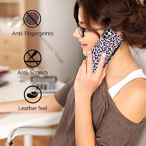 Phone Case for Samsung Galaxy S22 Ultra 5G Wallet Cover with Tempered Glass Screen Protector and RFID Card Holder Slot Stand Cheetah Leopard Print Cell S22ultra 22S S 22 S22ultra5g 6.8 Women Purple