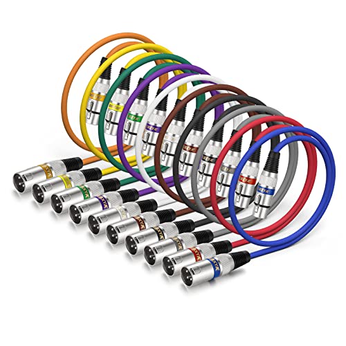 EBXYA XLR Cable 50 Feet - DMX Cable with 3 Pins Balanced Shielded XLR Male to Female Mic Cable Cords (4 Colors)