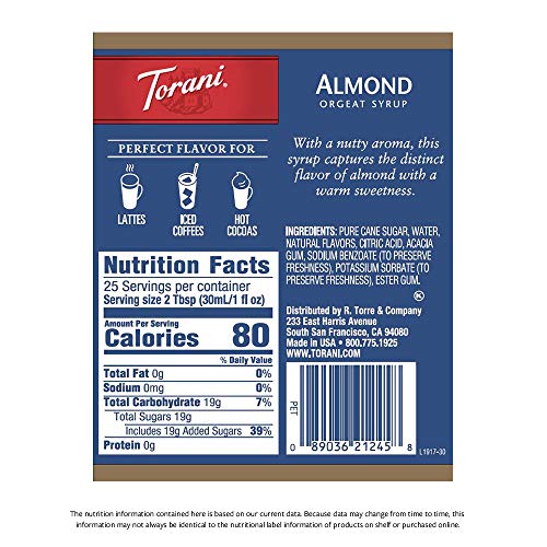Torani Syrup, Almond, 25.4 Ounces (Pack of 4)
