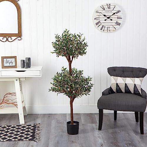 Nearly Natural 5309 Olive Double Topiary Silk Tree, 4.5-Feet, Green