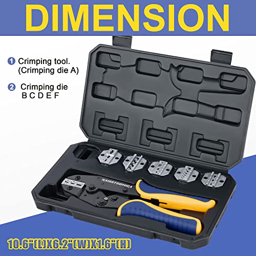 Haisstronica Crimping Tool for Non-Insulated Open Barrel Terminals Receptacles,AWG 20-10 Ratchet Wire Crimper Tool,Wire Terminal Crimper HS-5327