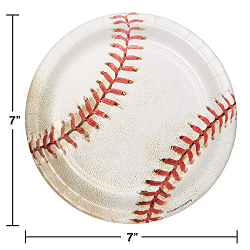 Creative Converting 8 Count Sports Fanatic Baseball Sturdy Style Paper Lunch Plates, 7", White