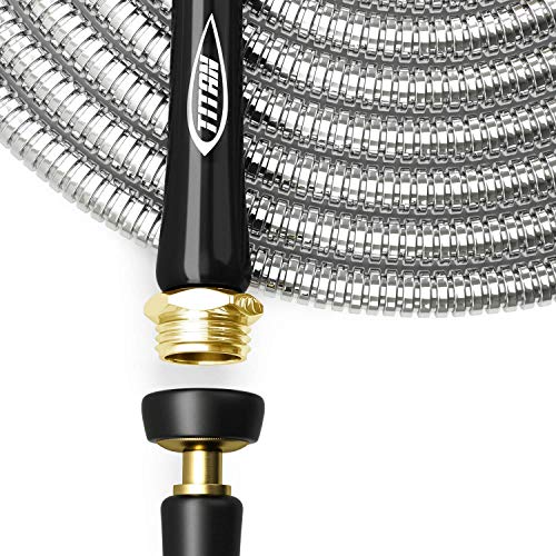 TITAN Garden Hose 9FT - 304 Stainless Steel Metal Water Hose, Flexible, Kink-Free, Lightweight, Durable, Crush Resistant Fittings, Easy to Coil, 500 PSI