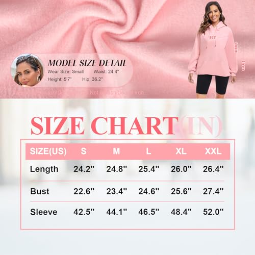 FKEEP Oversize Hoodies Women Fleece Crewneck Sweatshirt Casual Long Sleeve Pullover Tops with Pockets(Wine Red,Medium)