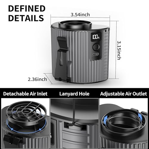 PANERGY Portable Waist Fan, Personal Fan Clip on with Rechargeable Battery operated, 5 Speeds,11000RPM, 20H Cooling, Hands-Free Belt Fan for Outdoor Jobsite