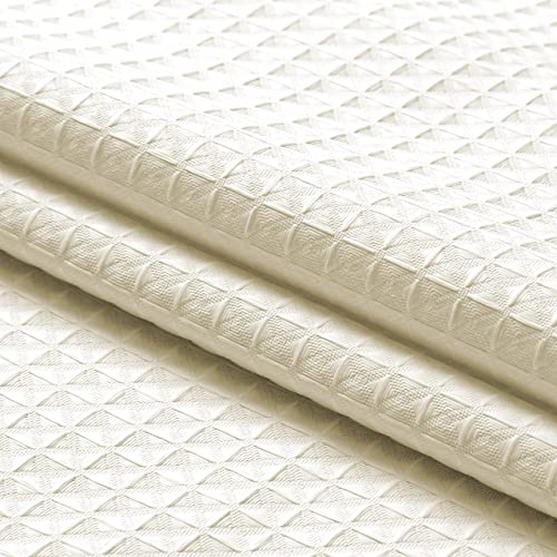 MISS SELECTEX Waffle Weave Fabric Shower Curtain for Bathroom and Bathtubs - Spa, Hotel Shower Curtain Luxury Bathroom Curtain, Heavyweight 230 GSM, Water Repellent, Washable(48Wx72H, Beige)