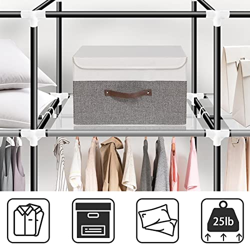 LOKEME Portable Closet, Great Size 82-Inch Portable Wardrobe with 5 Hanging Areas and 10 Storage Shelves, Black Portable Closets for Hanging Clothes, Extra Sturdy 25mm Steel Tube and Easy to Assemble