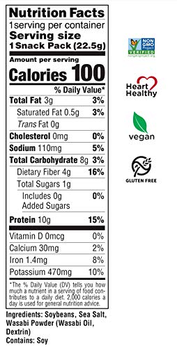 Seapoint Farms Dry Roasted Edamame, Wasabi, Vegan, Gluten-Free, and Non-GMO, Crunchy Snack for Healthy Snacking, 100 Calorie Snack Pack (12 Boxes)