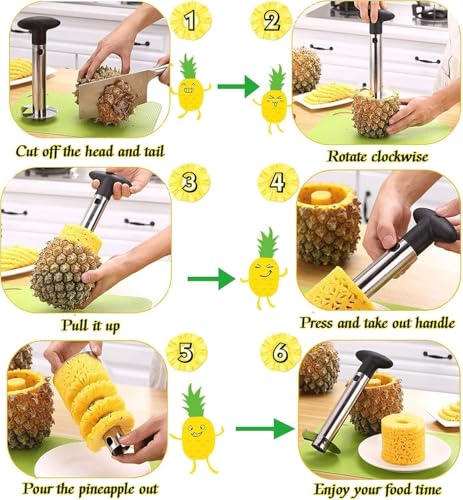 Pineapple Corer and Slicer Tool, Stainless Steel Pineapple Core Remover Tool, Stainless Steel Pineapple Cutter for Home Kitchen with Sharp Blade for Diced Fruit Rings Christmas Gift
