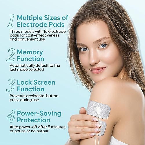 Easy@Home Electronic TENS Unit: Pain Relief Therapy - EMS Pulse Massager Rechargeable Machine - Dual Channel 24 Modes 20 Intensities 16 Pads TENS and Powered Muscle Stimulator EHE020