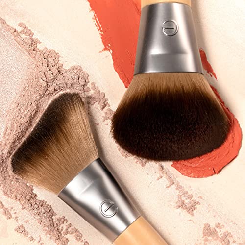 EcoTools Blush + Highlight Brush Duo, Makeup Brushes For Liquid, Cream, & Powder Highlight & Blush, Enhance Natural Skin, Eco-Friendly Makeup Brush Set, Synthetic Bristles, 2 Piece Set