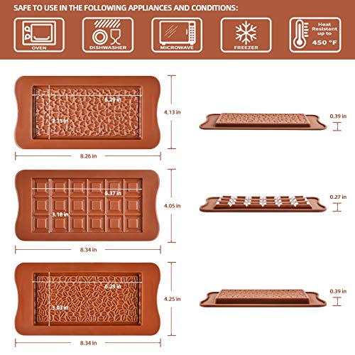 Fimary Chocolate Molds - Non-Stick Chocolate Bar Mold, Break Apart Chocolate Bar Maker Food Grade Deep Chocolate Bar Mold For Knafeh Pistachio Chocolate Bar Milk Chocolate Bar Home Diy