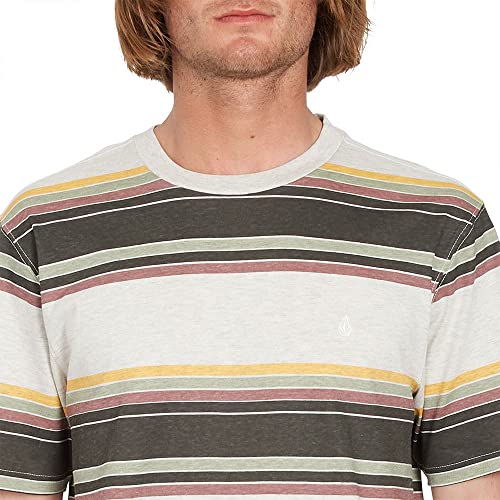 Volcom Men's Regular Bandstone Striped Crew Shirt, Heather Grey, X-Small