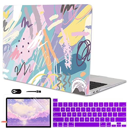 LCMOCICO for MacBook Pro 13 Inch Case 2022 2021 2020 A2338 M2 M1 A2251 A2289 Touch Bar & Touch ID, Crystal Black Printed Pattern Plastic Hard Case Keyboard Cover Screen Protector, Gold Black Flower