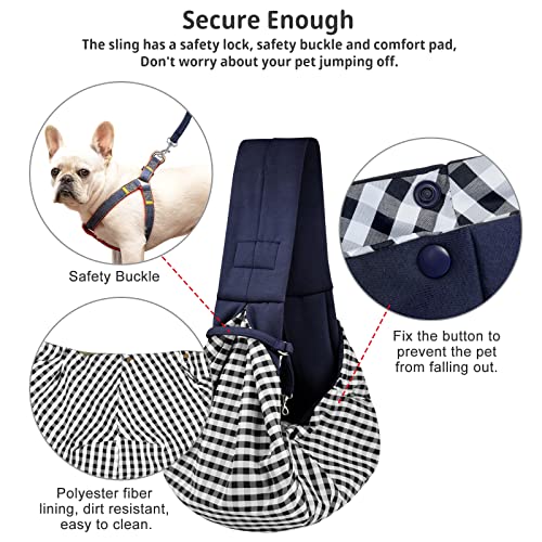 CUBY Dog and Cat Sling Carrier - Small Dog Carrier Sling with Adjust Strap & Zip Pocket, Hands Free Soft Dog Slings for Small Dogs Cats Puppy Pets Outdoor Travel Safety Purse Bag (Black)
