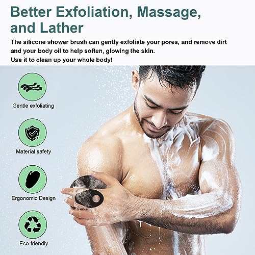 INNERNEED Food-Grade Silicone Body Scrubber Exfoliating & Massaging Shower Brush, More Hygienic Bathing Tool, for All Skin Types, Lathers Well, Longer Service Life (Black)