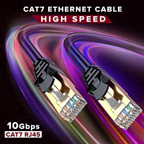 Cat 7 Ethernet Cable 1 ft - High-Speed Internet & Network LAN Patch Cable, RJ45 Connectors - 1ft / Black / 2 Pack - Perfect for Gaming, Streaming, and More