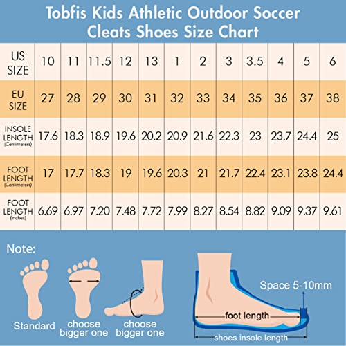 Tobfis Kids Outdoor Soccer Shoes Firm Ground Soccer Cleats,Blue PU,5 M US