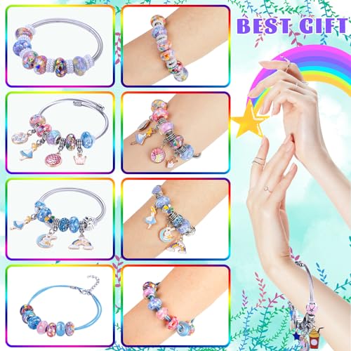 AIPRIDY Charm Bracelet Making Kit,Unicorn Mermaid Crafts Gifts Set Can Inspires Imagination and Creativity,Jewelry Making Kit Perfect Gifts for Girls 5-12 Years Old (104 Pieces)