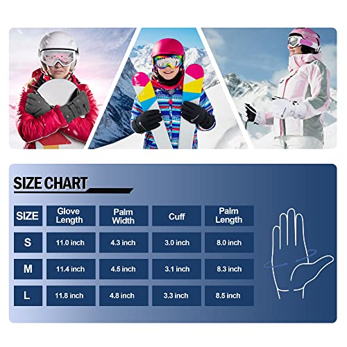 ANDORRA Winter Gloves Women Touchscreen Zipper Pocket Ski Gloves Waterproof Ski Gloves, Grey, S