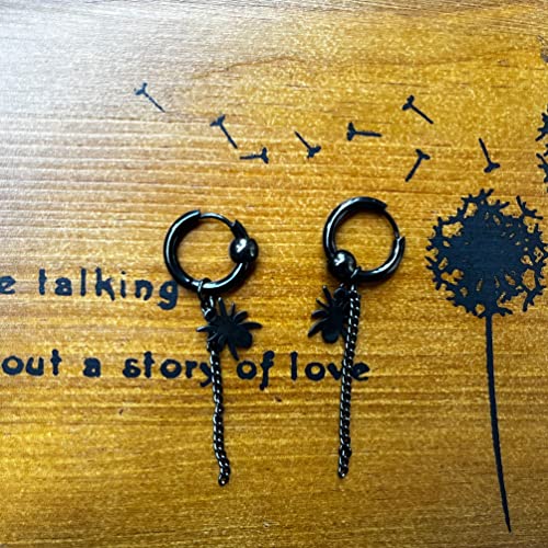 1 Pair Spider Dangle Earrings,Tassel Chain Earrings,Lightweight Surgical Stainless Steel Spiderman Hoop Jewelry (Black)