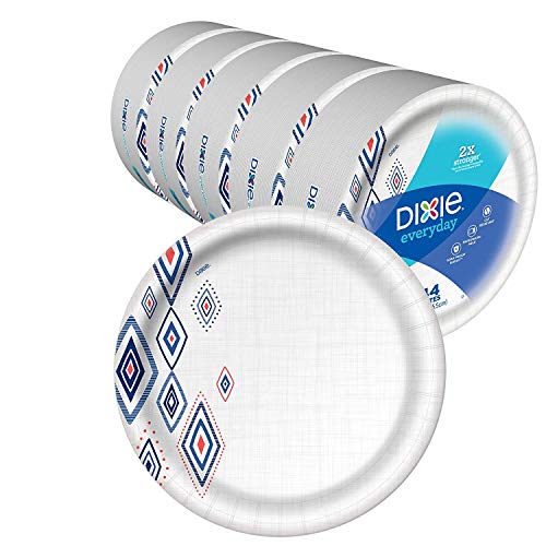 Dixie Everyday Paper Plates, 10 1/16", 220 Count, 5 Packs of 44 Plates, Dinner Size Printed Disposable Plates