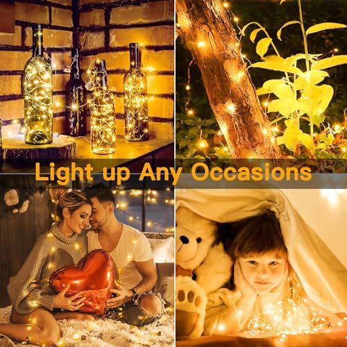 6 Pack Fairy Lights Battery Operated 7ft 20 LED Mini String Lights Twinkle Lights Silver Wire Firefly Starry Lights for Mason Jars Wedding Party Christmas Centerpiece Table Decorations, Warm White