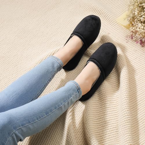 ULTRAIDEAS Women's Grace Closed Back Slippers, Memory Foam Loafer House Shoes with Rubber Sole (11-12 US, Navy)