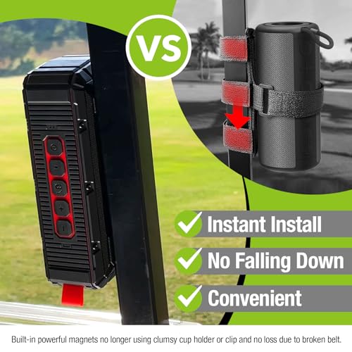 Dprofy 2Pcs Pro Portable Magnetic Bluetooth Golf Speaker Wireless Waterproof IPX6/Shockproof - 3rd Generation Magnetic Golf Speakers for Golf Cart 24 Hour Playtime (2Pcs with TWS & SD Card Function)