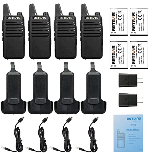 Retevis RT22 Two Way Radio Long Range Rechargeable,Portable 2 Way Radio,Handsfree Walkie Talkie for Adults Cruise Hiking Hunting Skiing(4 Pack)