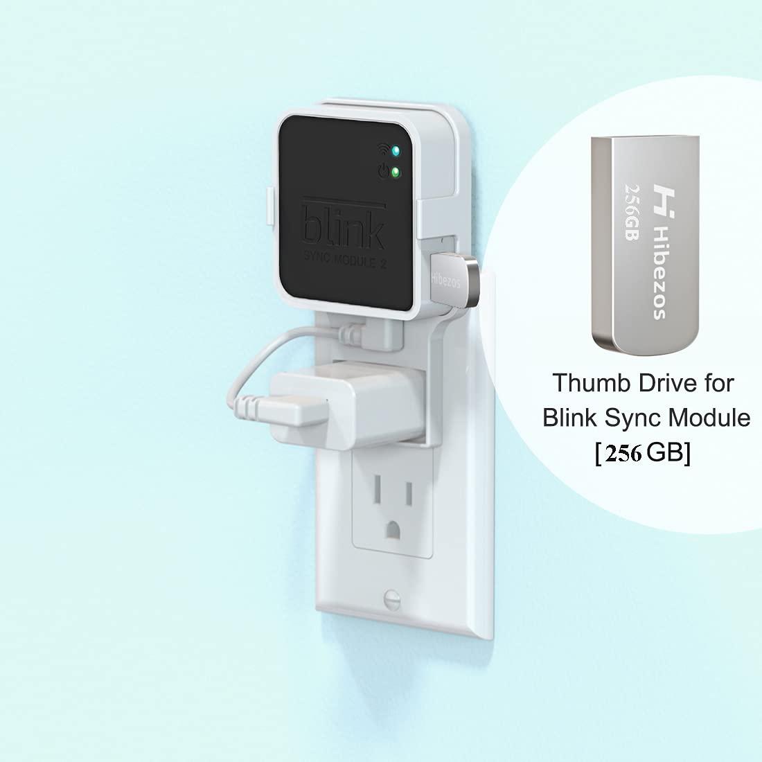 256GB USB Flash Drive and Outlet Mount for Blink Sync Module 2, Save Space and Easy Move Mount Bracket Holder for Blink Outdoor Indoor Security System (Blink Sync Module 2 is NOT Included)