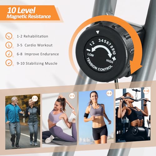 SogesPower Exercise Bike Folding Indoor Cycling Bike 2 IN 1 Foldable Stationary Bike Fitness X-Bike 8-Level Magnetic Resistance 330 LB Weight Capacity with Ipad Mount Comfortable Seat Cushion&LCD