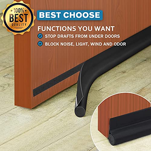 MAXTID Door Draft Stopper 36 Inch Black Adjustable Door Draft Blocker Front Door Draft Guard for Bottom of Doors Weather Stripping Door Seal Strip