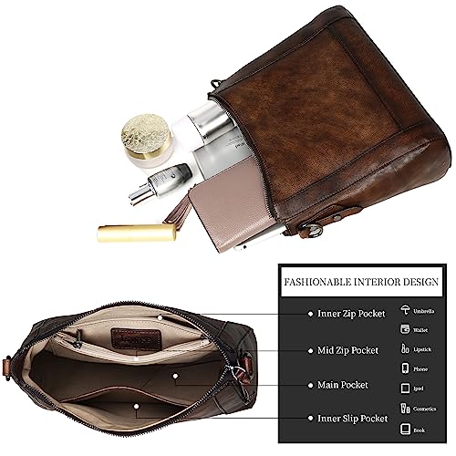 Iswee Womens Genuine Leather Handbags Tote Bag Shoulder Bag Top Handle Satchel Designer Ladies Purse Hobo Crossbody Bags (IR011-Grey-Lichee)