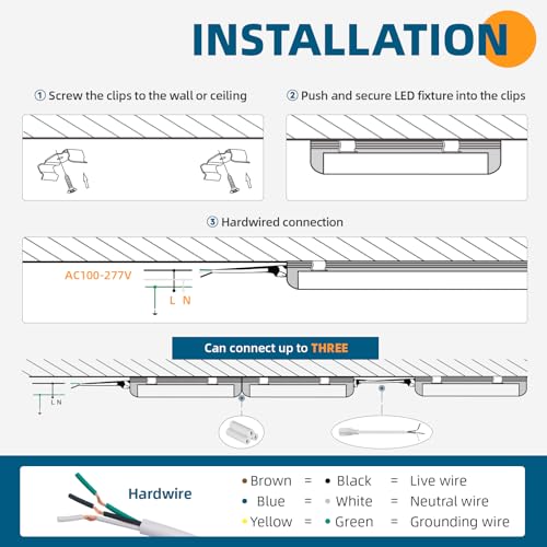 Barrina 8FT LED Shop Light, 100W 15000LM 5000K, Clear Cover Linkable LED Tube Lights, V Shape Integrated T8 LED Lighting, LED Ceiling Lights for Garage, Warehouse, Workshop, ETL Listed,10 Pack