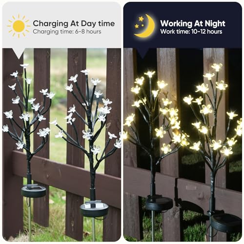 IUEECEN Solar Garden Lights Decorative, Solar Flower Lights Garden Decor 6Pack, 120Led Solar Powered Outdoor Lights Waterproof,Outdoor Solar Lights for Yard, Pathway,Lawn Solar Garden Decorations